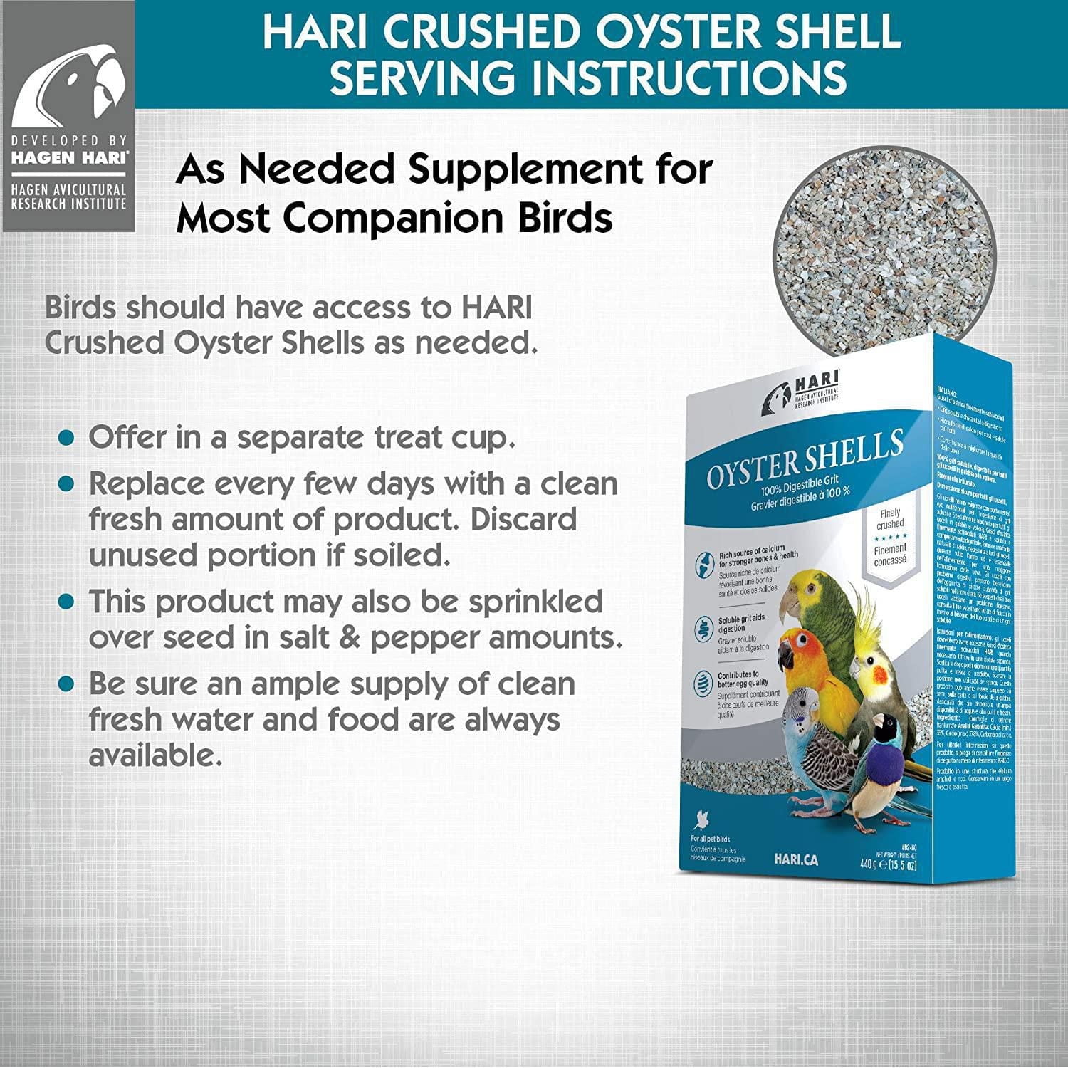 HARI Oyster Shells for Pet Birds, 440g
