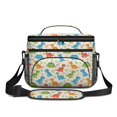 thumbnail image 2 of Dinosaur and Flower Beige Pattern Insulated Lunch Box for Women Men, Medium Leakproof Cooler Bag with Adjustable Strap, 10"x6.7"x8", 2 of 6