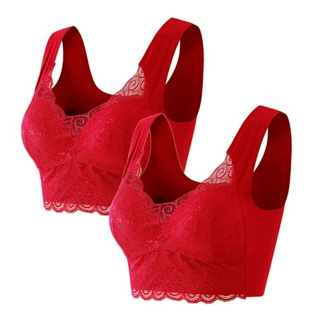 RYDCOT 2pc Comfortable Seamless Full Coverage Bra for Women Wireless Bras Lace Push Up Bras for Women Everyday Bras for Women no Underwire