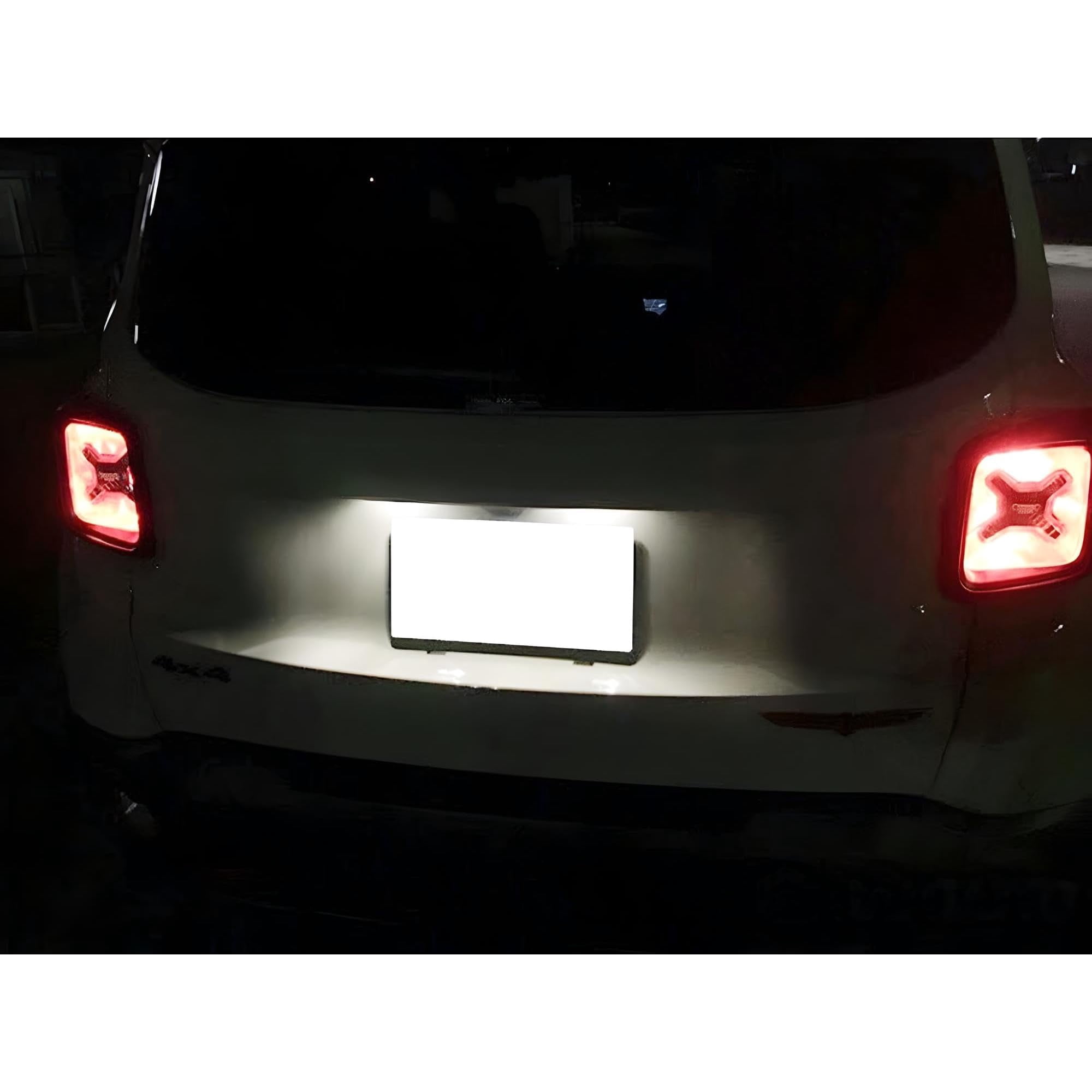 OEM-Fit 3W Full LED License Plate Light Kit For Jeep 2015-up Renegade, Powered by 18-SMD Xenon White LED & Can-bus Error Free