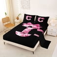 thumbnail image 2 of Erosebridal Floral Bow Letter C Bed Sheets for Girls, Pink Initial Ribbon King Sheets, 4 Pieces, 2 of 6