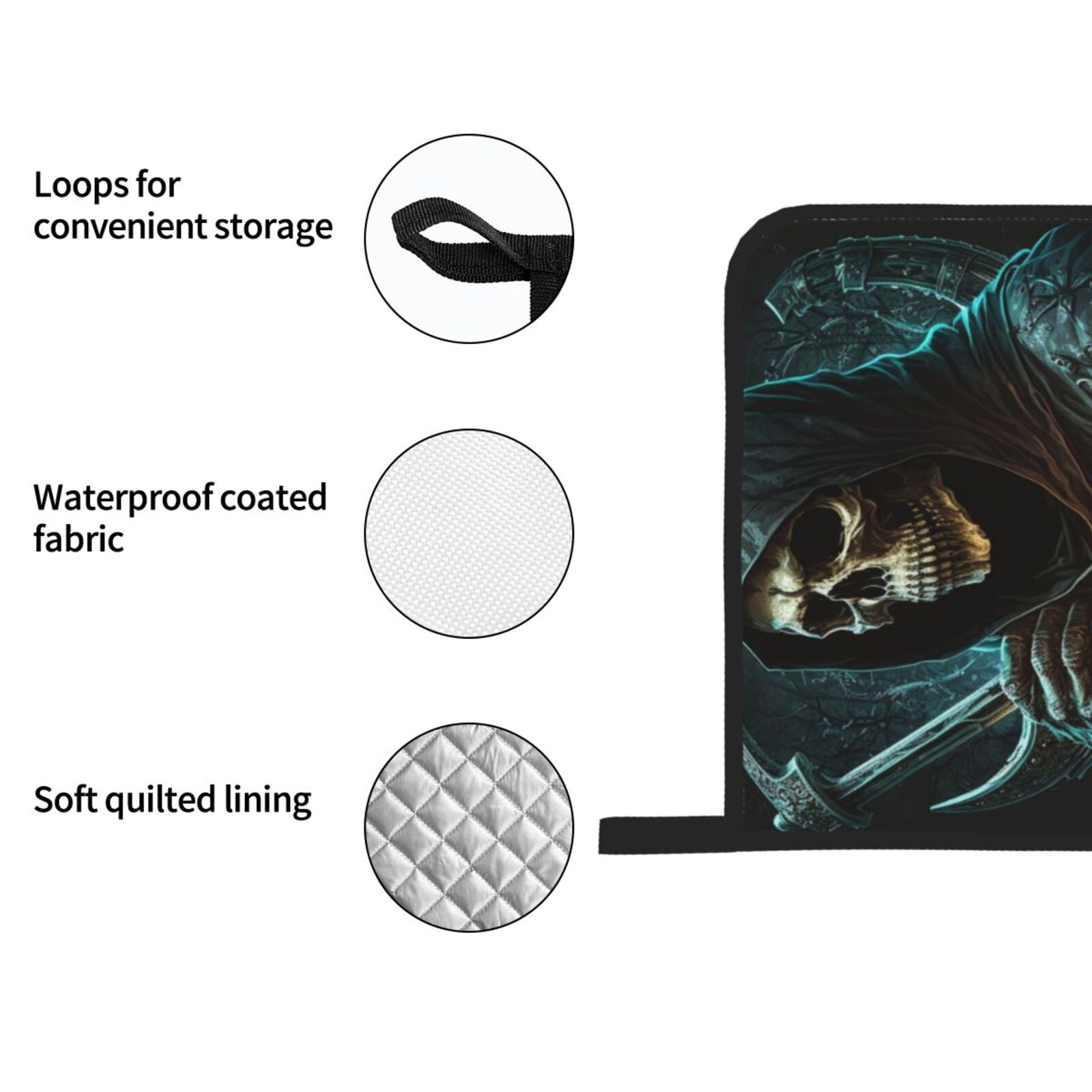 Skull Gothic Death Grim Reaper 4Pcs Oven Mitts and Pot Holders Sets Oven Kitchen Gloves Hot Pads for Cooking BBQ Baking Grilling