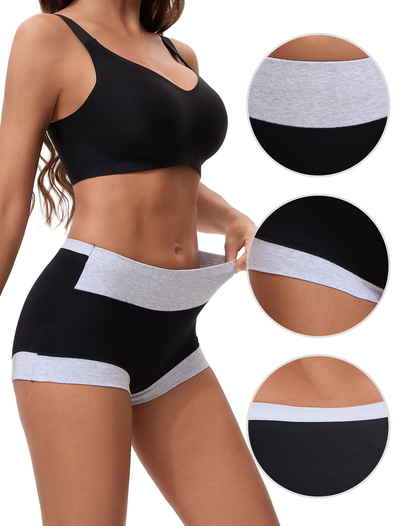 Unique Bargains Women's High Waisted Loose Classic Full Coverage Briefs L Gray