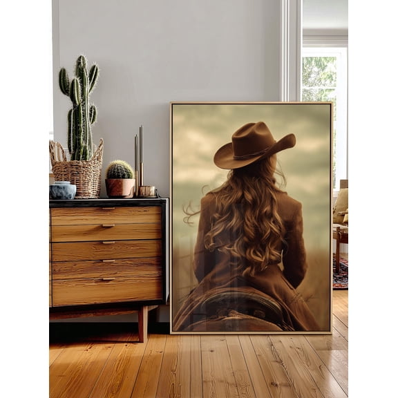 Vintage Cowgirl On Horseback Poster, Western Desert Wall Art Home Decor #3097, Unframed Poster Size 8x12