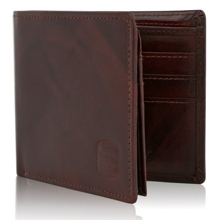 Suvelle Bifold Mens Genuine Leather RFID Blocking Slimfold Travel Wallet