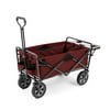 Mac Sports Collapsible Outdoor Utility Wagon with Folding Table and Drink Holders, Maroon