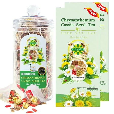 SIFANGDA Chrysanthemum Cassia Seeds Tea, Caffeine-Free Nourishing Liver Tea, Liver Detox Tea 400g (50 Bags)