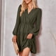 thumbnail image 3 of Vestido midi fluido NikouMX con encaje cuello en V manga larga, 3 of 6