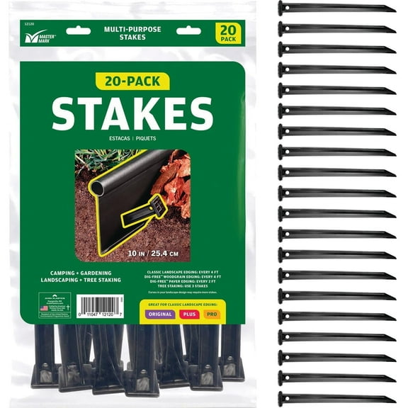 Master Mark 10" ABS Multipurpose Landscape Stake Anchors for Landscaping (20-pack)