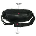 thumbnail image 2 of Large Black Solid Leather Waist Fanny Pack Belt Bag Travel Hip Purse Mens Womens Marshal, 2 of 7