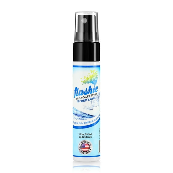 Flushie Pre-Toilet Spray No Smell Pre Poop Toilet Spray For Poop Odor Eliminating Air Freshener, Travel Size, Fresh Linen, 1 oz