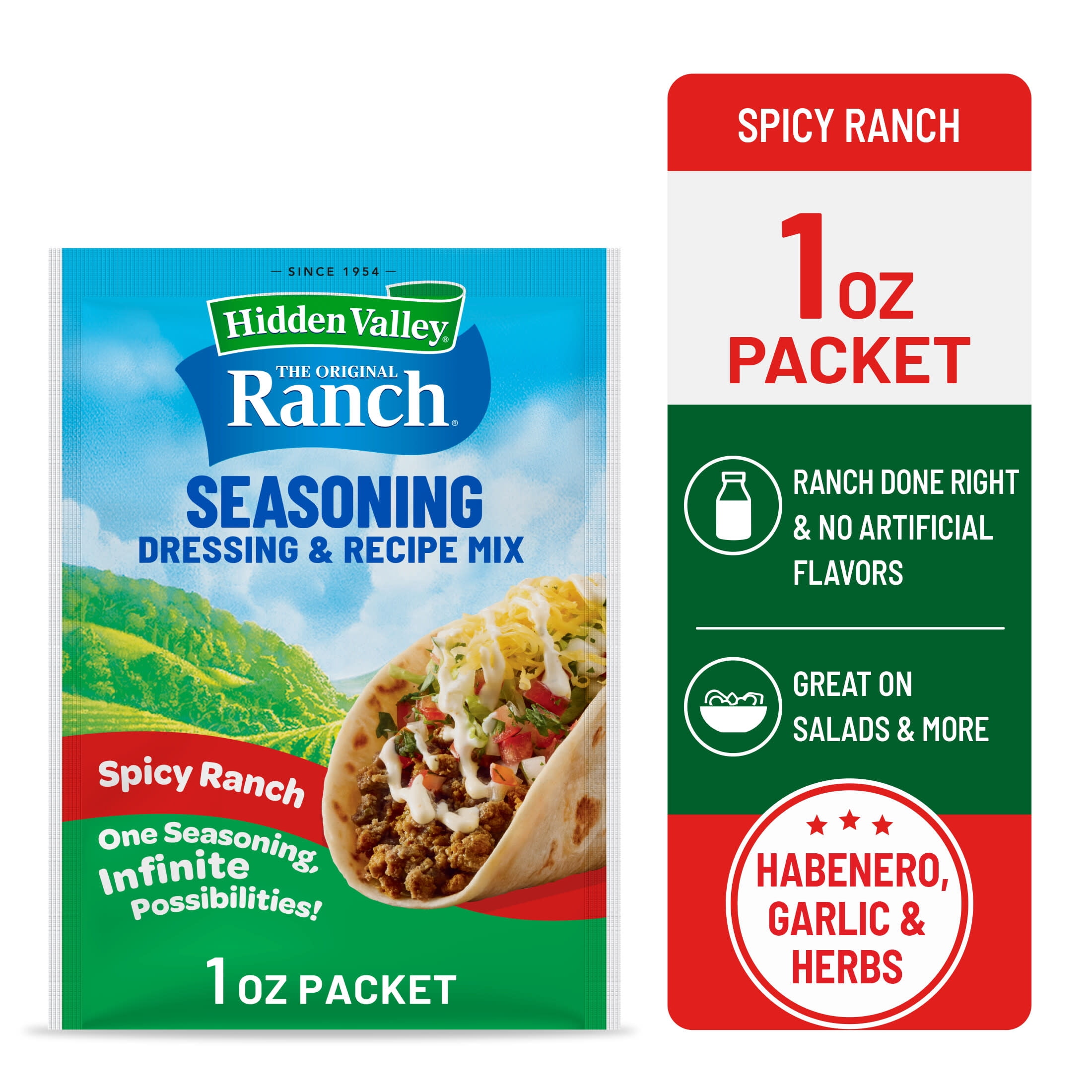 (24 pack) Hidden Valley Spicy Ranch Seasoning & Dressing Mix, 1 oz Packet