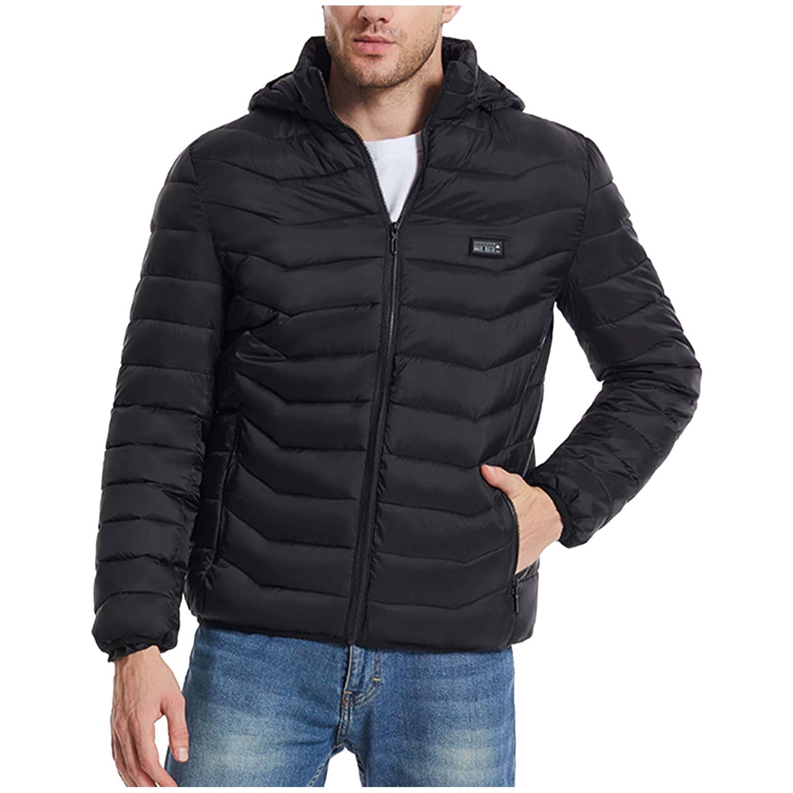 QATAINLAV Mens Womens Heated Jackets for Winter Outdoor Hunting 19 Zones Electric Heating Hooded Coat with Pocket, Black, XS