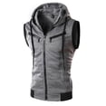 thumbnail image 4 of Chaqueta sin mangas Pop para hombre, abrigos con capucha y cremallera de retales, cortavientos para hombre, chaleco cálido, prendas de vestir, chalecos acolchados de Color sólido, Parka, 4 of 5