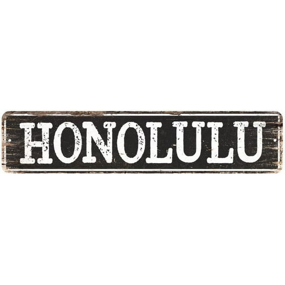 HONOLULU Gift Chic Metal Sign Home Decor Cities 4x18 204180007176