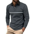 thumbnail image 1 of YDLCAFD Mens Long Sleeved Shirt Button Color Matching Sports Shirt Tops, 1 of 4