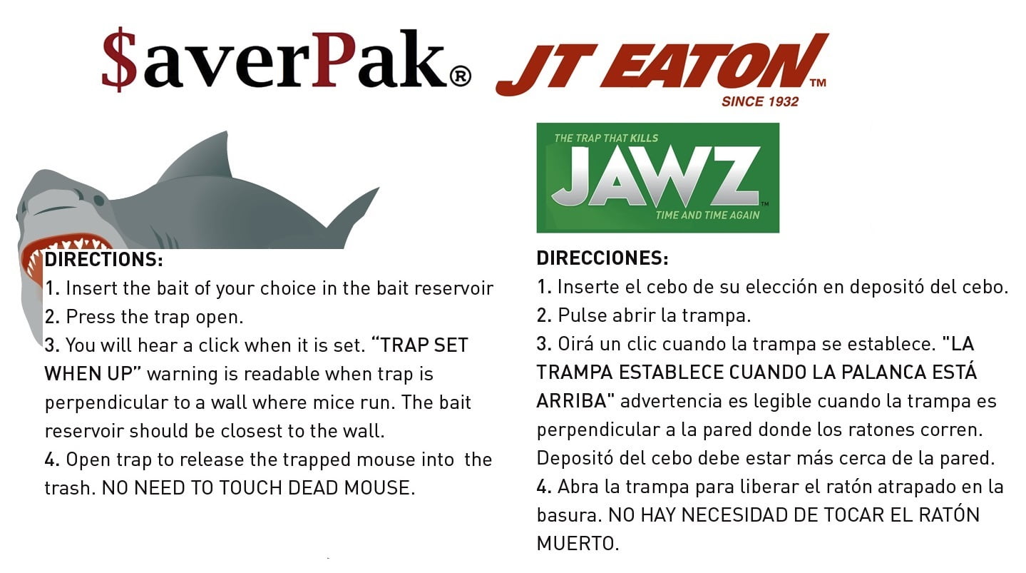 $averPak 8 Pack - Includes 8 JT Eaton Jawz Mouse Traps for use with Solid or Liquid Baits