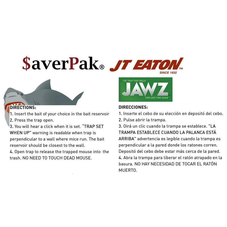 $averPak 4 Pack - Includes 4 JT Eaton Jawz Mouse Traps for use with Solid  or Liquid Baits