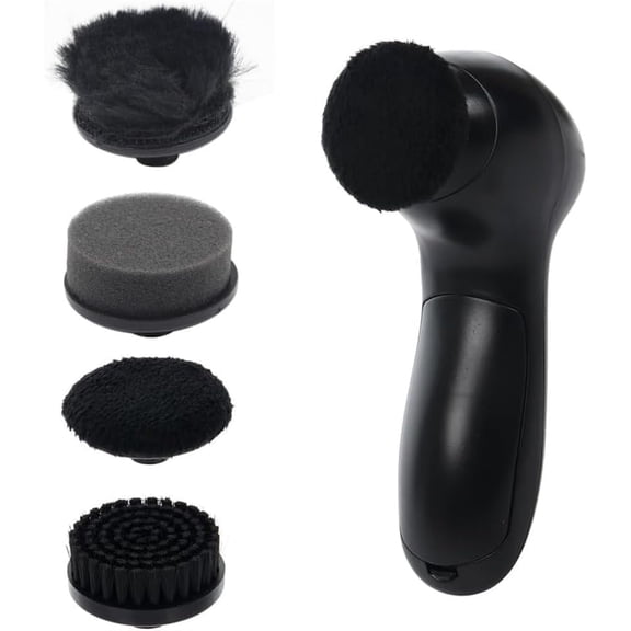 Automatic Electric Shoe Shiner, Portable Shoe Polisher Kit, Multifunctional Electric Shoe Polisher Machine, Portable Care Leather Kit with 4 Four Replacement Brush Heads for Travel/Camping