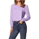 thumbnail image 4 of INSPIRAR CHIC Blusa de Manga Larga Sólida de Cuello Cuadrado para Mujeres, Casual, para el Trabajo y el Fin de Semana, Color Lila Claro, 4 of 6