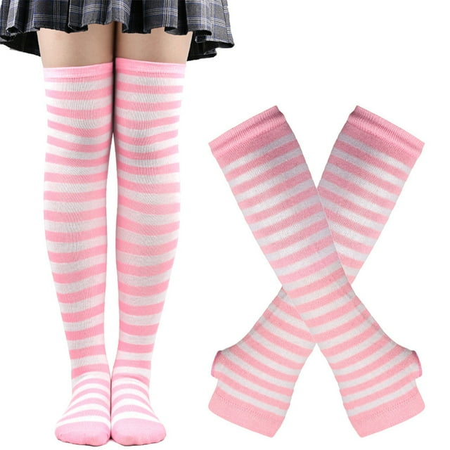 Becaristey Over Knee Socks Easy To Wear Highly Elastic And Durable Soft And Breathable Comfortable To Wear Polyester Easy To Match Red and black 1Set