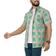 thumbnail image 3 of HAPPY BAY Plaid Men's Classic Short Sleeve Casual Poplin Shirts Button Down Flannel Shirt for Men S Checks Big, Green Summer, 3 of 6