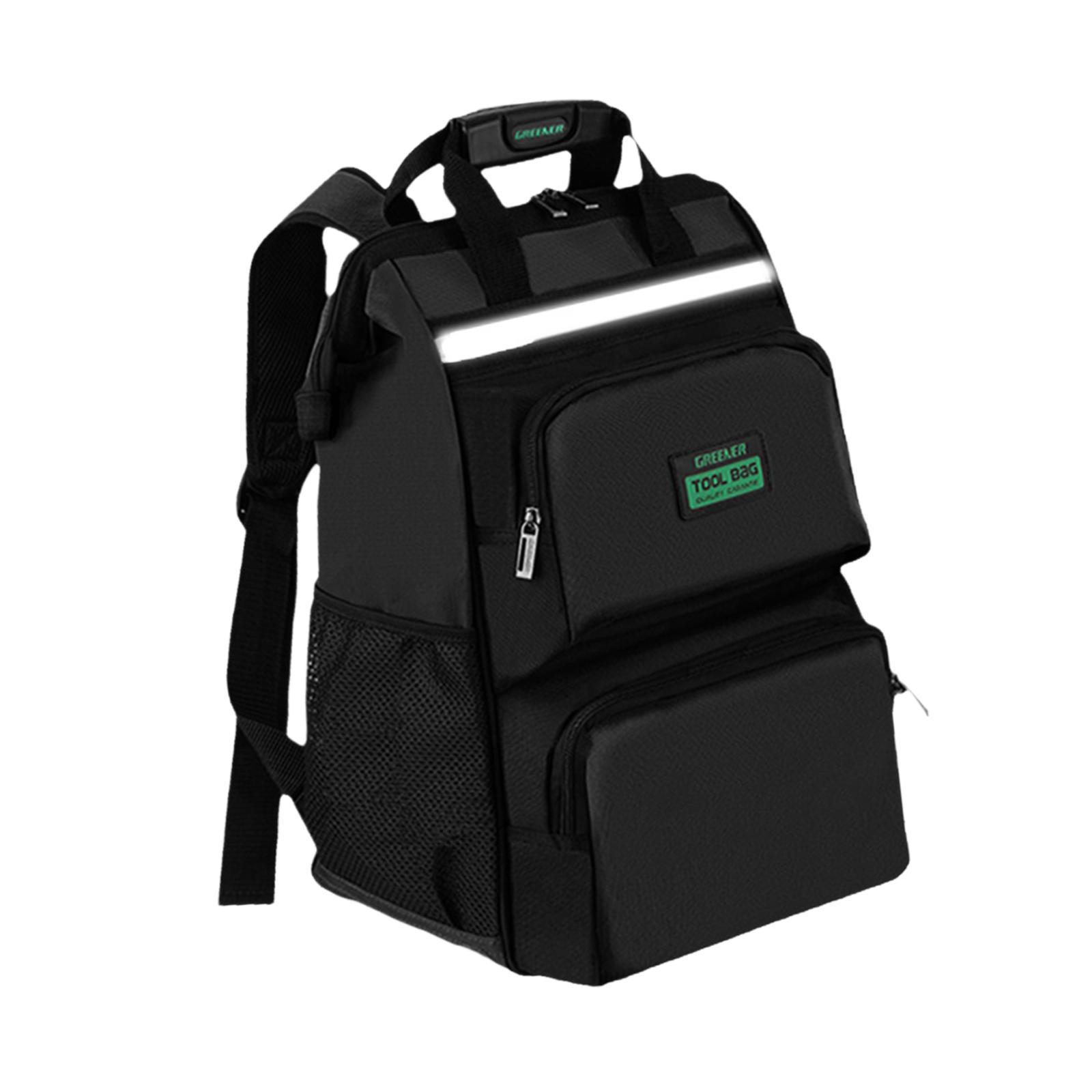 Miulika Tool Bag Heavy Duty for Men Waterproof Work Black Tool Backpack