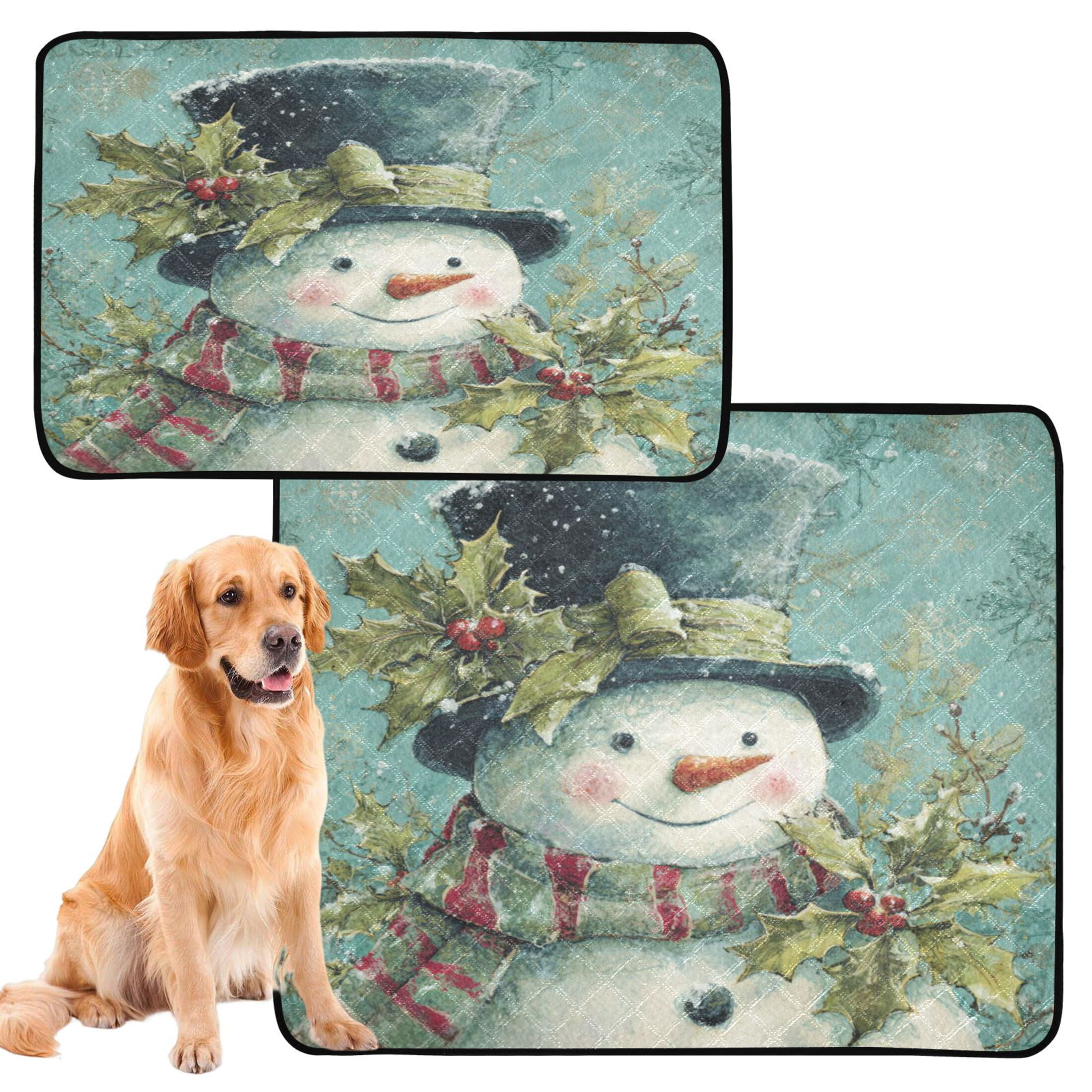 Qxltty Vintage Snowman Cat litter Pads Pet Set of 3 Diaper Mats Center Anti-leakage Layer Absorbent Soft and Comfortable