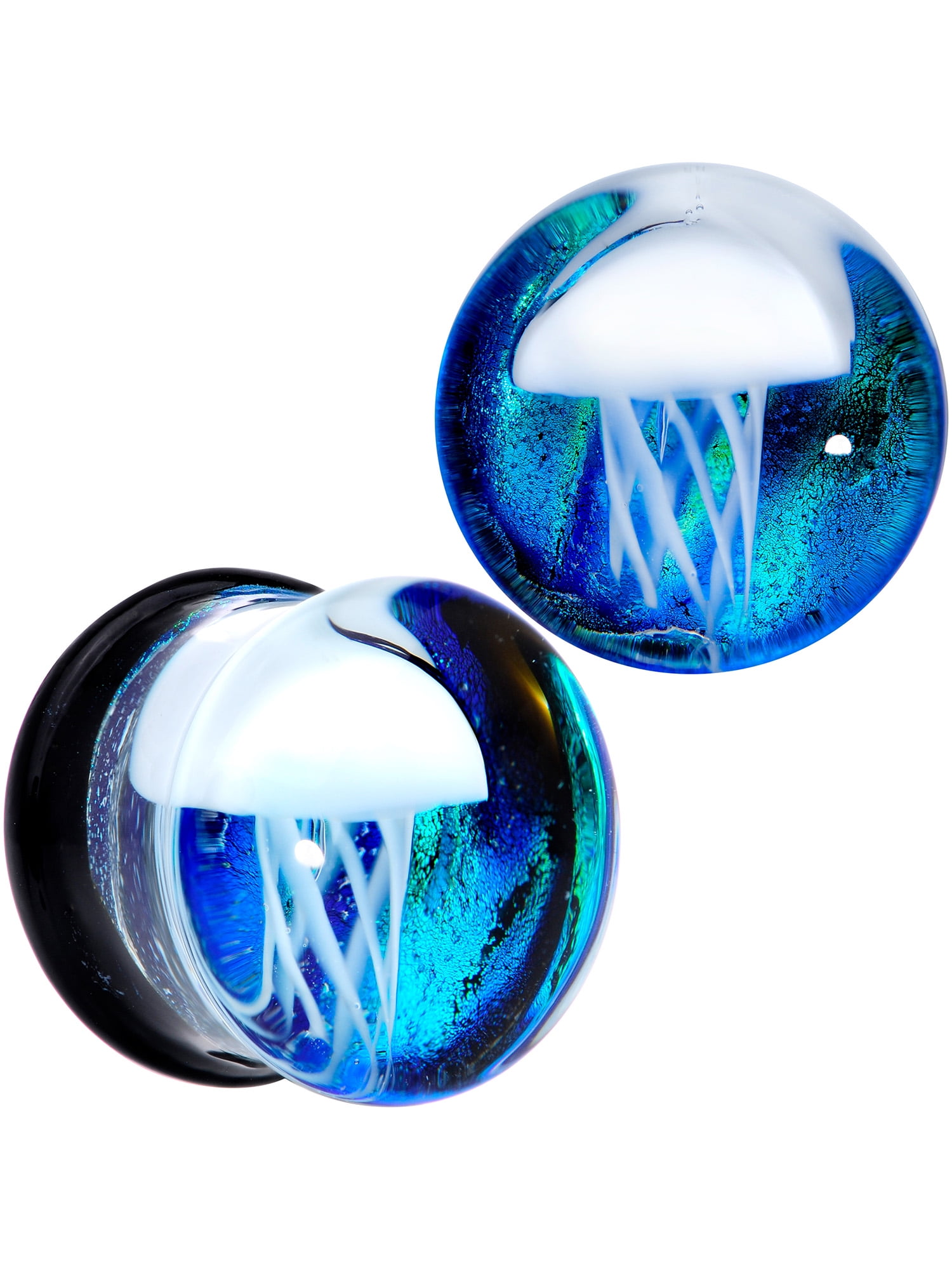 Body Candy 5 8 Unisex 2Pc Blue White Glass Nautical Jellyfish