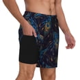 thumbnail image 2 of Daiia Peacock Feathers Mens Swim Trunks Swim Shorts Quick Dry Swim Shorts with Mesh Lining Pockets-XX-Large, 2 of 9