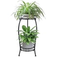 thumbnail image 1 of Mocory Soporte para plantas para interiores y exteriores, 2 niveles, 27 pulgadas de alto, soporte de metal para macetas, soporte para macetas, estante para plantas resistente, hierro inoxidable, múlti, 1 of 6