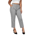thumbnail image 2 of Cagogo Women Plus Size High Waisted Capri Pants with Pockets Solid Straight Leg Cropped Trousers Elegant Office Casual Summer Lounge Pants, Gray S, 2 of 8