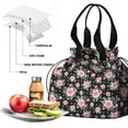 thumbnail image 4 of Pioneer Flower Floral Print Pattern Drawstring Lunch Bag Women - Drawstring Lunch Bag Insulated for Work Office - Stain-Resistant Large Lunchbags for Women with Multi-Pockets, 4 of 6