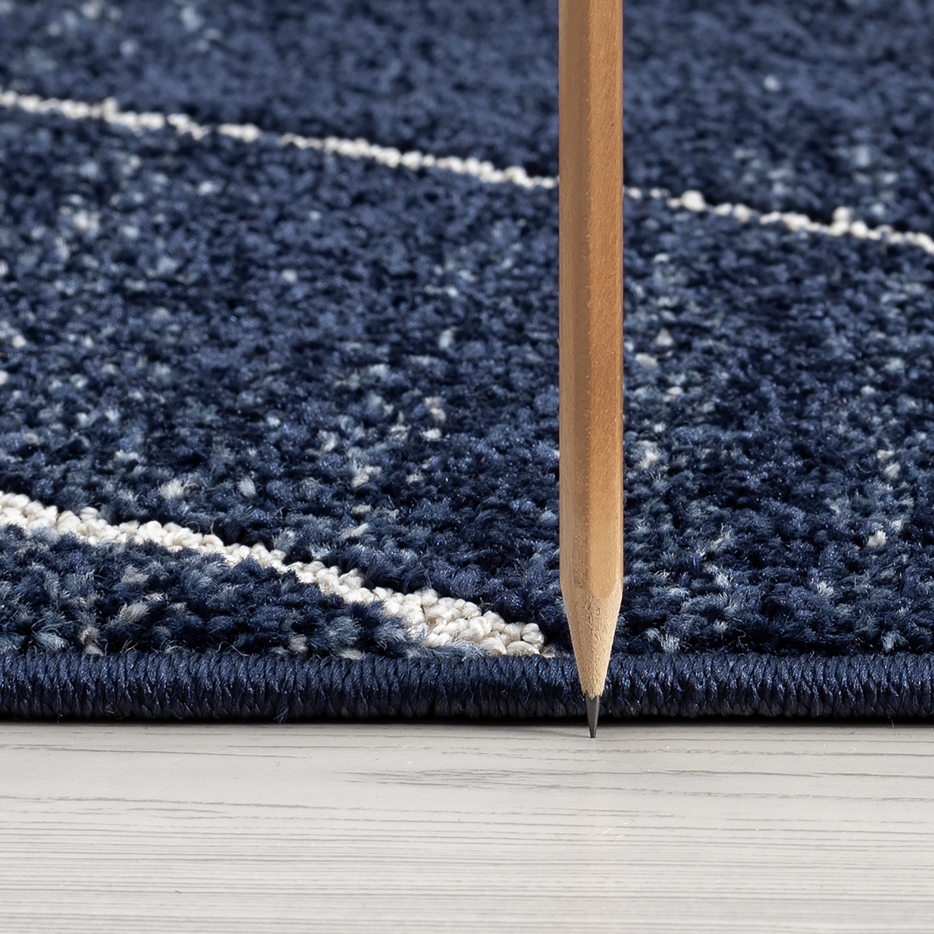 Contemporary 8x10 Area Rug (7'11'' x 10'3'') Geometric Navy, Cream Living Room Easy to Clean