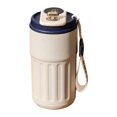 thumbnail image 2 of Taza de café de viaje de 450 ml, taza de café aislada con tapa, vaso de café de acero inoxidable, reutilizable para café caliente/ , Blanco azul, 2 of 9