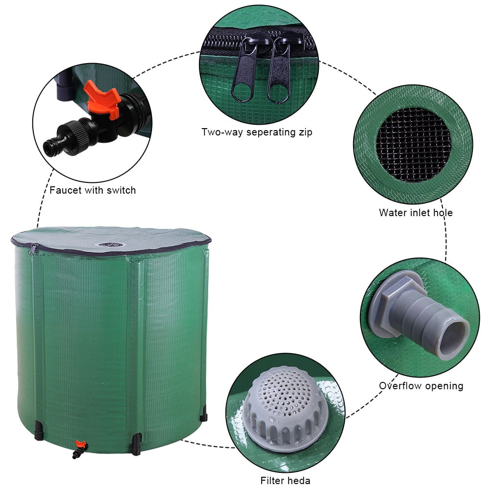 Zimtown 200 Gallon Collapsible Rain Barrel, Portable Water Storage Tank,Rainwater Collection with Water Catcherd,Filter Spigot