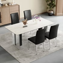 Set of 4 Black PU Dining Chairs with Silver Metal Legs - Ideal for Modern Homes