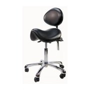 Spa Luxe Black Rolling Saddle Stool with Back Support by Massage Tools