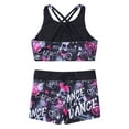 thumbnail image 5 of CHICTRY Little Girls 2-pc Swimsuit Floral Patterns Crop Top with Bottoms Swimwear Black Rose Red 12, 5 of 7