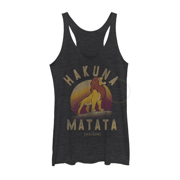 Women's Lion King Simba Hakuna Matata  Racerback Tank Top Black Heather Small