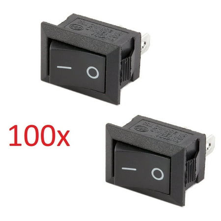 100x SPST On/Off Black Square I/O Rocker Mini 12V Switch for Automotive/Car/Boat