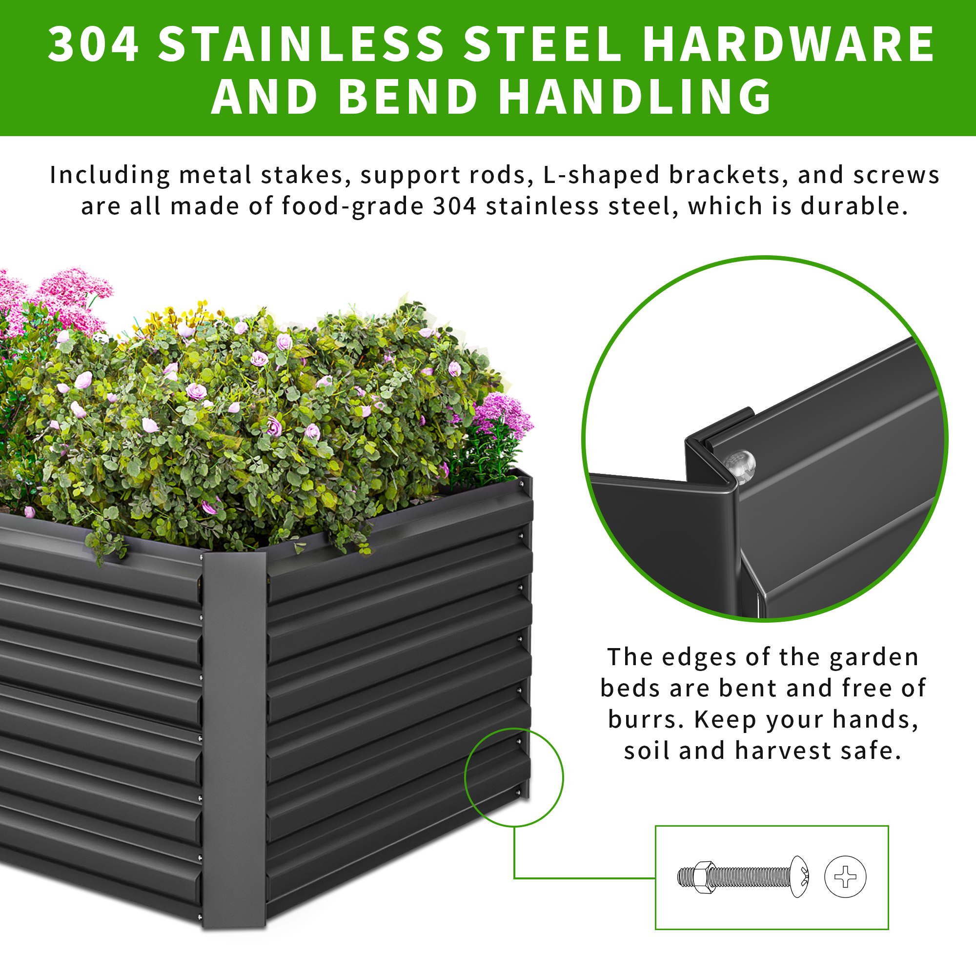FOOWIN Metal Raised Garden Bed, 8x4x2ft, 2-Pack photo 7