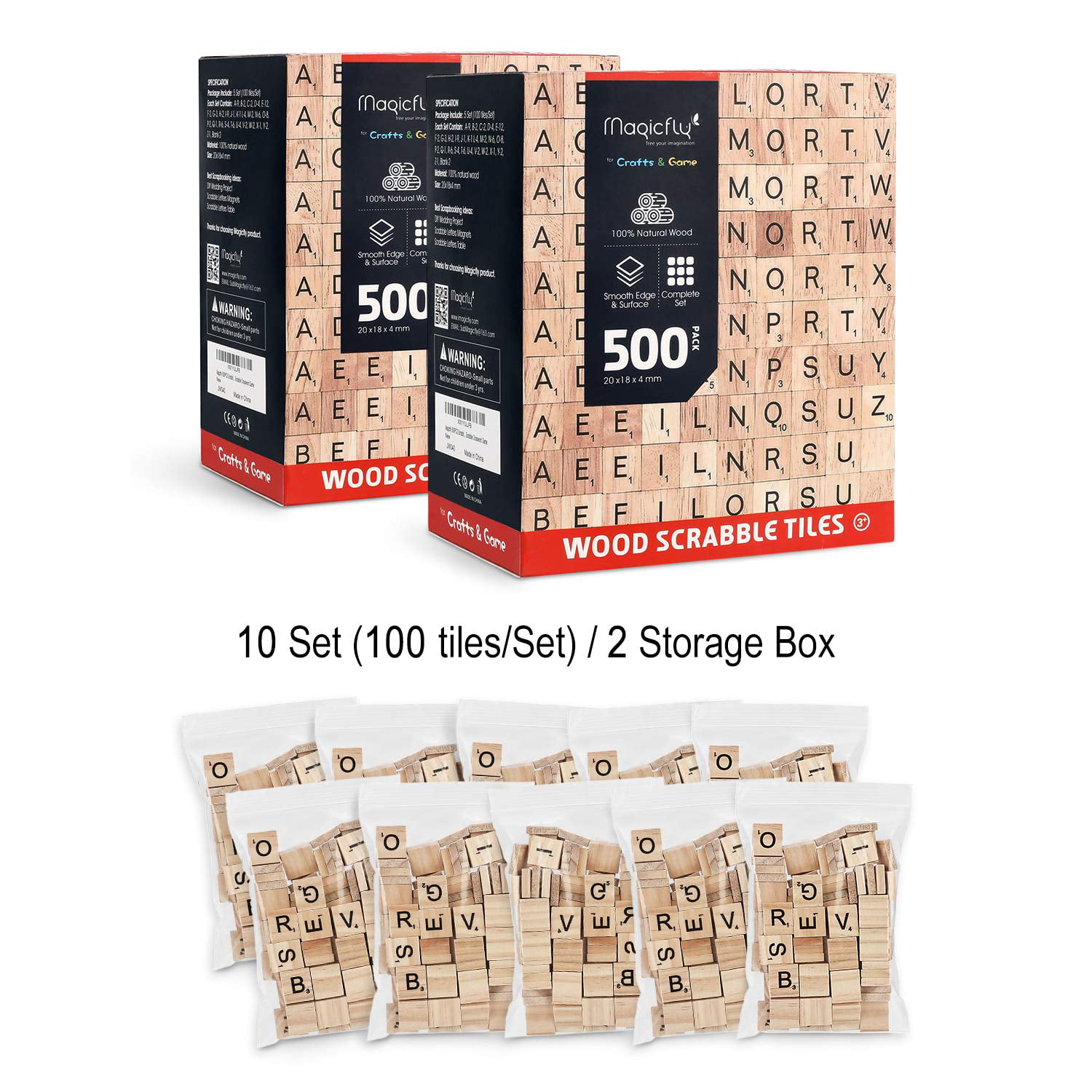 Magicfly Wooden Scrabble Tiles 1000Pcs A-Z alphabet