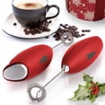 thumbnail image 6 of Zulay Kitchen Milk Frother with Stand Handheld Electric Whisk for Coffee Latte and Matcha - Christmas Red, 6 of 12
