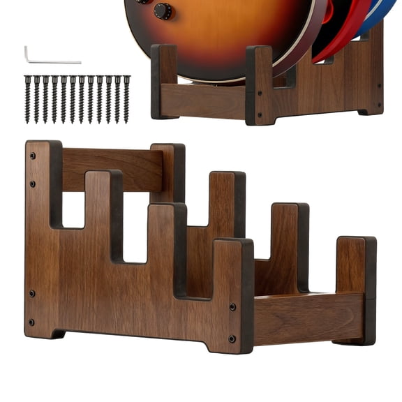 Evjurcn Wooden Guitar Stand for Multiple Guitars, 3-Holder Floor Guitar Rack – Space-Saving Front Display, Easy Assembly for Home, Studio, Stage