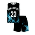 thumbnail image 3 of Mikrdoo 13 Years Big Boys Summer 2Pcs Casual Sports 14 Years Kid Boys Quick-drying Mesh Flame Pattern Sleeveless Vest + Shorts Clothing Sets Blue, 3 of 9