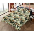 thumbnail image 4 of Ambesonne Exotic Fitted & Flat Sheet with Sham 3 Pcs Set, Bird Flowers Tropical Design, Twin XL, Marigold Green Eggshell, 4 of 5