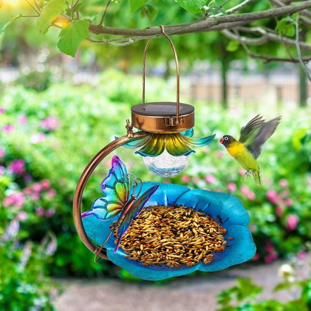 Feeder,Hanging Solar Bird Feeder Outdoor Balcony Waterproof