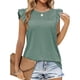 thumbnail image 1 of Blusa de manga con volantes para mujer, cuello redondo, elegante, transpirable, para uso diario, 1 of 5