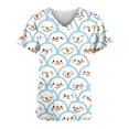 thumbnail image 5 of Tops Para Mujer Uniforme de Trabajo Tops Estampado de Navidad Manga Corta Cuello en V Blusa Con Bolsillos Odeerbi ODB181355, 5 of 5